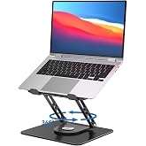 GleYo Laptop Stand for Desk Adjustable Computer Stand with 360 Rotating Base Ergonomic Laptop Riser Mount for Desk Foldable Protable Computer Desk Fits with MacBook Pro Air,