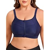 Lovomare Women's Front Zipper Bikini Top Sports Bra Swim Tops for Large Bust Adjustable Bathing Suit Tops Only