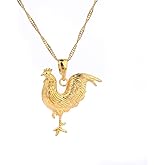 Women Jewelry 24k Gold Plated Animal Rooster Chicken Pendant Necklace Jewelry