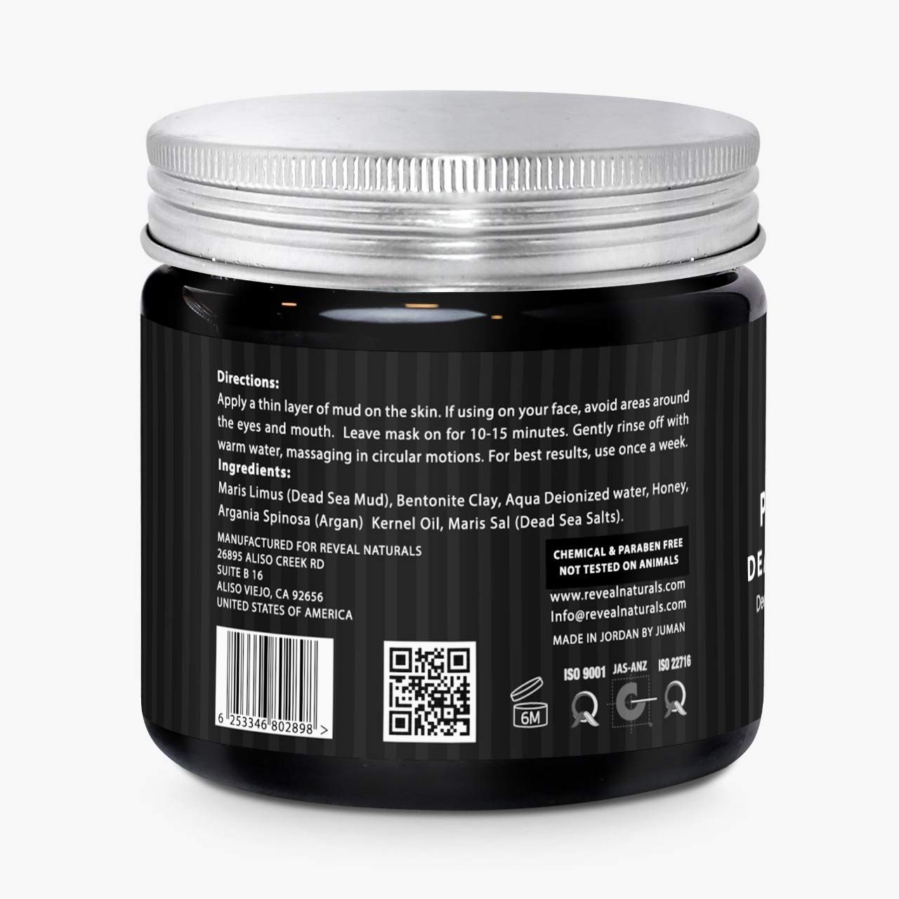 Natural and Organic Face and Body Natural Dead Sea Mud Mask with 23 Dead Sea Minerals and Honey- Best Used As Blackhead Minimizer, Natural Pore Reducer, Dry and Oily Skin and for Acne. (10.6 OZ)