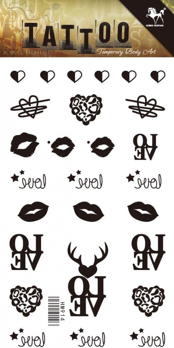 Grashine long last temporary tattoos LOVE,hearts,lips look like real temporary tattoo stickers