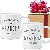 VLUG Promoted to Grandparents EST 2026 Mugs Set 11oz, EST 2026 New Grandpa Grandma Gifts, Mothers Day Fathers Day Gift, Pregnancy Reveal Announcement Mug Gifts, New Grandparents Mugs Set Gift