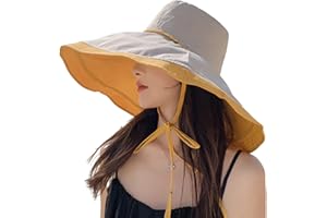 HUAMULAN Women Wide Brim Summer Sun Hat Wired Edge Beach Bucket Fishing Hats Reversible Foldable Travel UV Protection