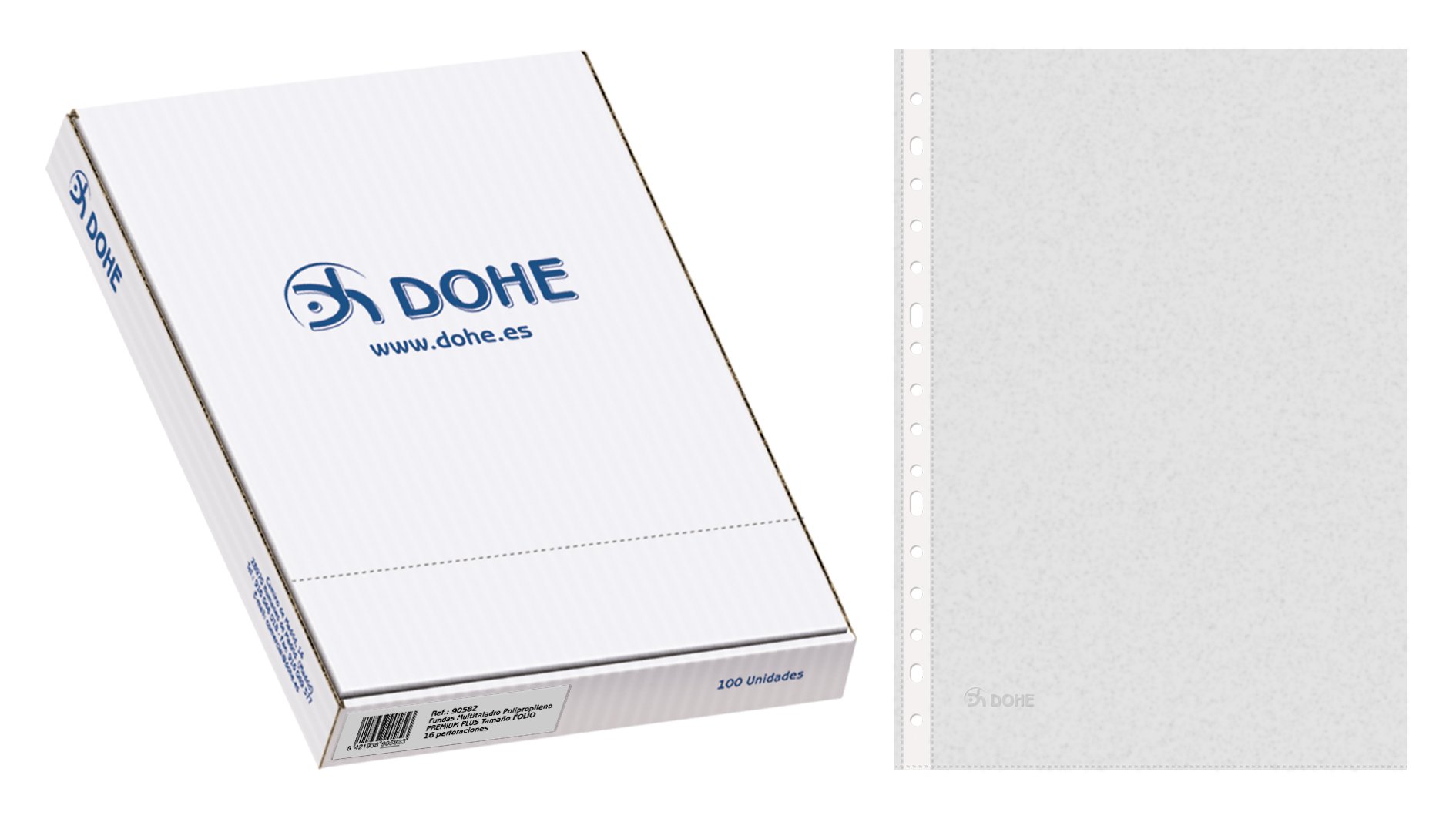 Dohe Premium – Pack of 100 Punched Sleeves, Folio, Plus