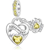 Alstade Birthstone Charm 925 Sterling Silver Charms fits Bracelets and Necklace Pendant Bead Happy Birthday Charms Jewelry Present for Women Family Friends