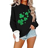 JINTING St Patricks Day Sweatshirt for Women Glitter Shamrock Irish Shirt Clover Print Long Sleeve Top