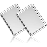 Stainless Steel Baking Sheet Set of 2, Deedro Cookie Sheet Metal Baking Pan Oven Tray, Non Toxic & Heavy Duty, Rust Free…