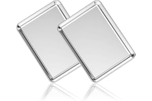 Stainless Steel Baking Sheet Set of 2, Deedro Cookie Sheet Metal Baking Pan Oven Tray, Non Toxic & Heavy Duty, Rust Free & Mirror Finish, Easy Clean & Dishwasher Safe, 9 x 7 x 1 Inch