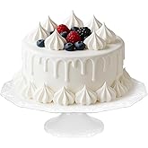 12" White Cake Stand for 10" Cake, Porcelain Cake Plate, Cake Pedestal Stand, Round Dessert Stand, Wedding Cake Stand for Party, Birthday, Baby Shower, Christmas, Home Decorating Cake Display Stand