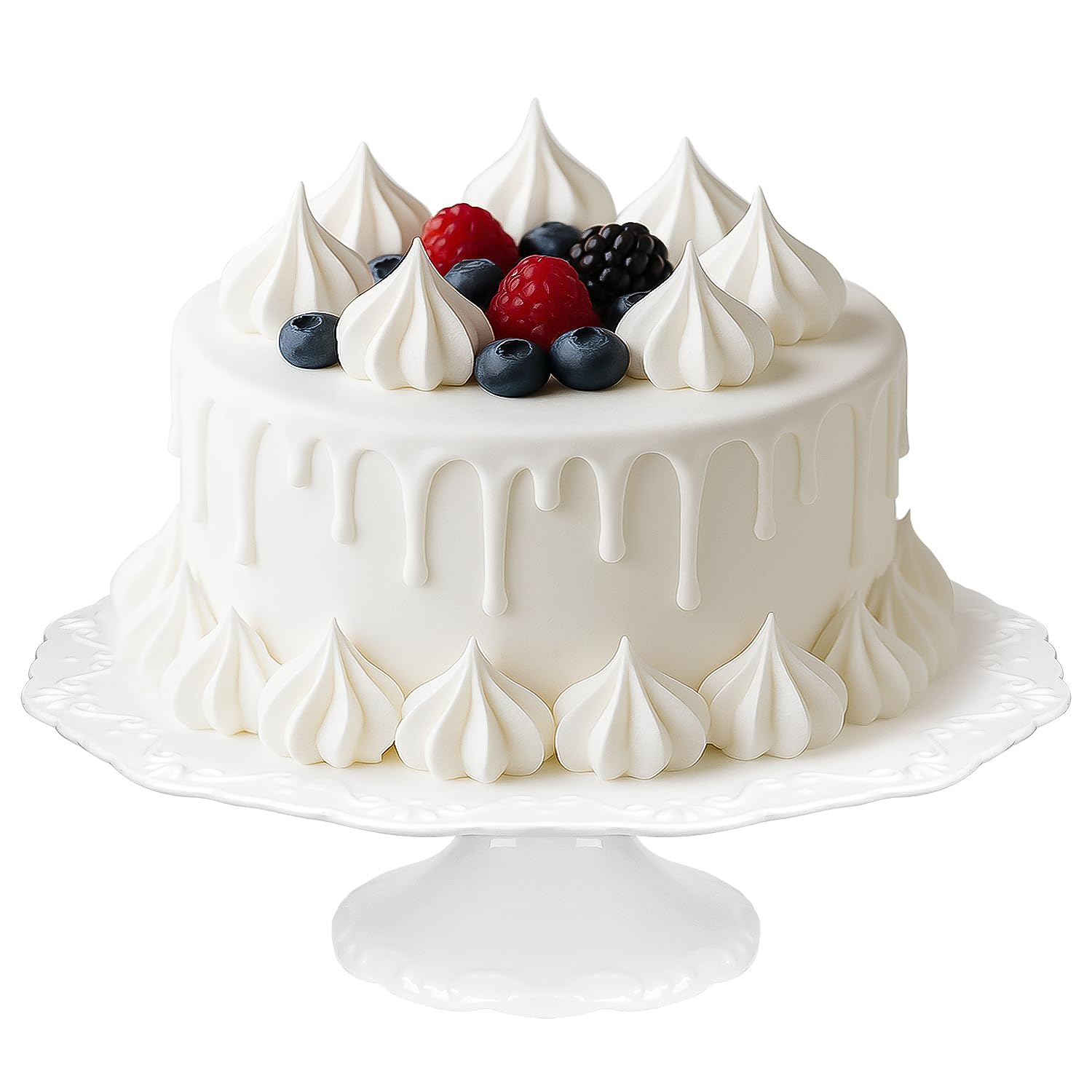 Photo 1 of 10" White Cake Stand for 8" Cake, Porcelain Cake Plate, Cake Pedestal Stand, Round Dessert Stand, Wedding Cake Stand for Party, Birthday, Baby Shower, Christmas, Home Decorating Cake Display Stand