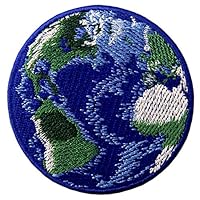 Blue Earth World Planet Embroidered Badge Iron On Sew On Patch