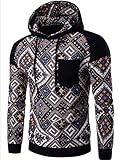 Unko Men Raglan Sleeve Casual Ethnic Printing Hoodies