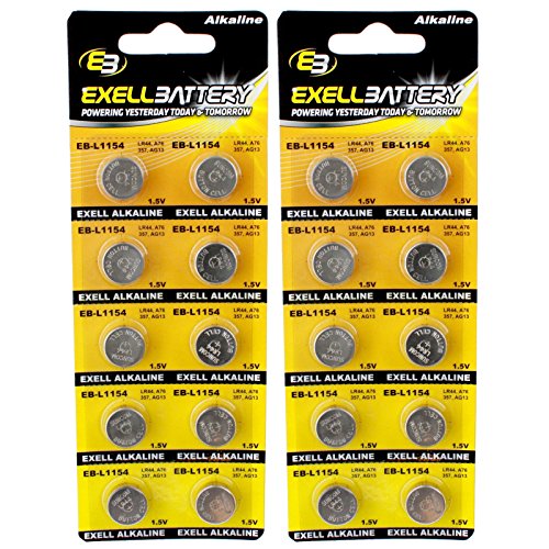 2pc 10pk Exell EB-L1154 Alkaline 1.5V Watch Battery Replaces AG13 357