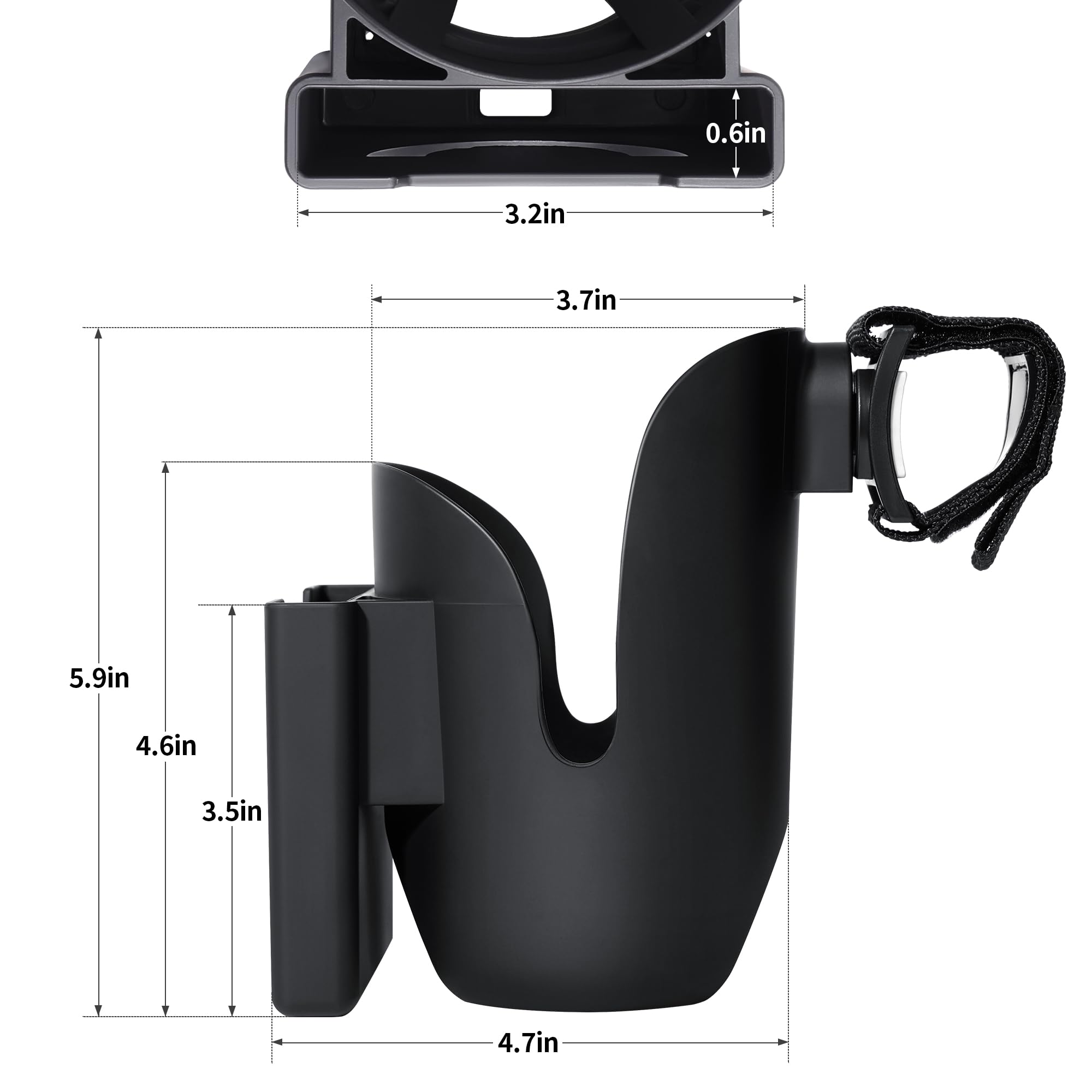 Joxodak Wheelchair Cup Holder 2 in 1 Strap-on Walker Cup and Phone Holder Compatible with Drive Medical Nitro Rollator Walkers Cup Holder for Wheelchair, Walker, Rollator, Camper