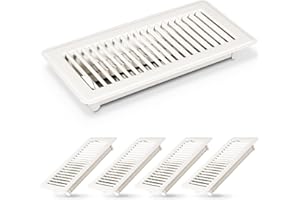 OSMOFUZE Floor Register, 4 x 10 inch Vent Covers for Home Floor, Adjustable Air Vent Covers Ceiling Vent Magnetic PVC Screen Cover Filter Vent Screen Traps Debris, White 4 Pcs