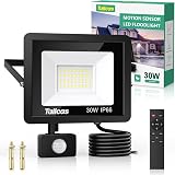Tailcas Outdoor Security Light 30W Motion Sensor LED Floodlight Black