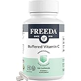 FREEDA Buffered Vitamin C 500mg – Non-Acidic Calcium Ascorbate – Immune Support & Antioxidant – Kosher, Gentle on Stomach – 100 Capsules