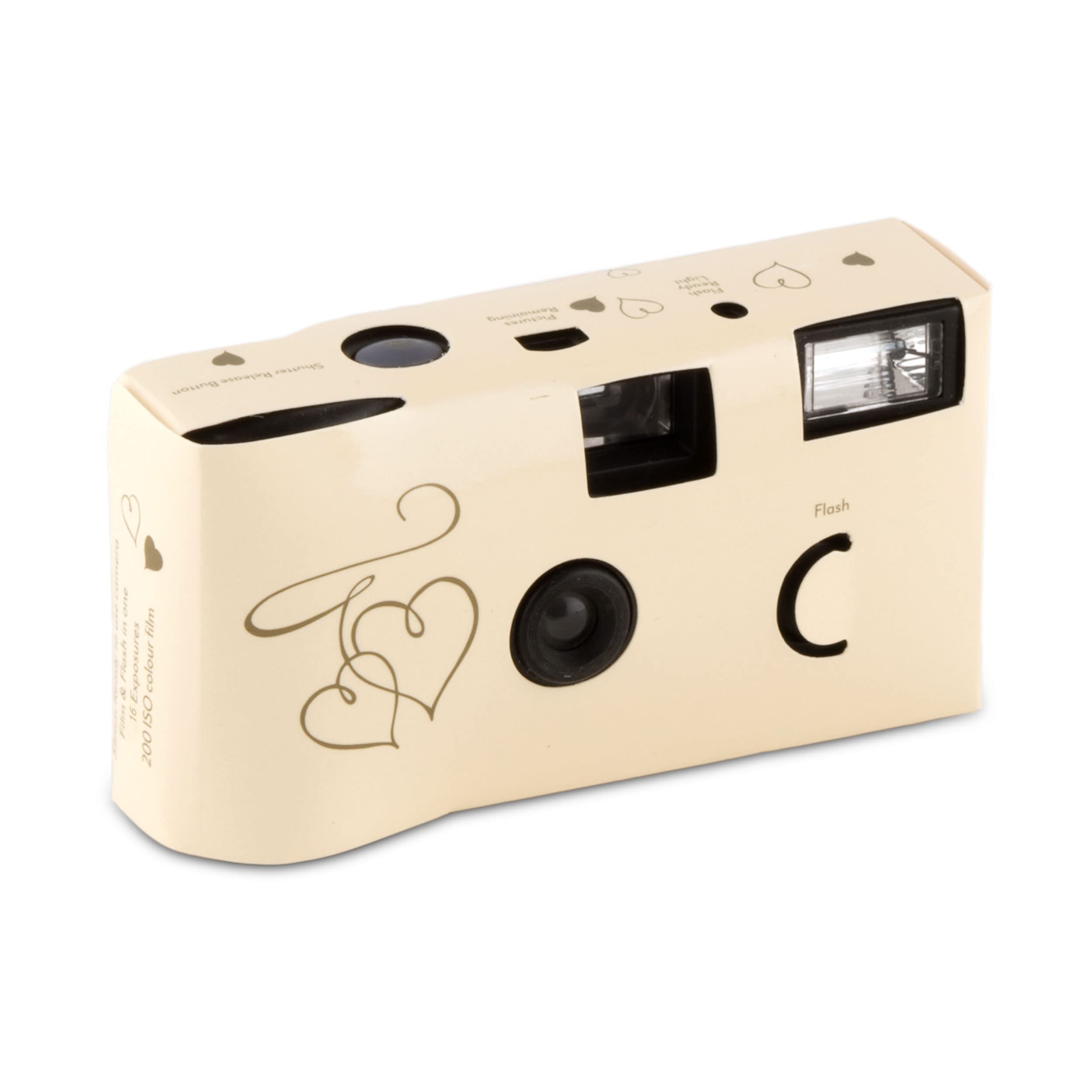 Weddingstar Disposable Camera with Flash - Gold Enchanted Hearts (10 PACK)
