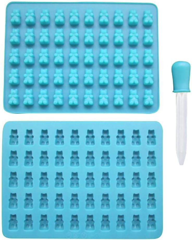 LVEDU 50 Cavity Silicone Bear Gummy Candy Mold Ice Cube Trays Chocolate Jelly Silicone Molds