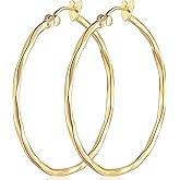 HOBATS Gold Hoop Earrings 14K Gold Earrings for Women Large 14K Gold Hoop Earring for Womens Unique Designed Hoops Earring for Womens 40mm