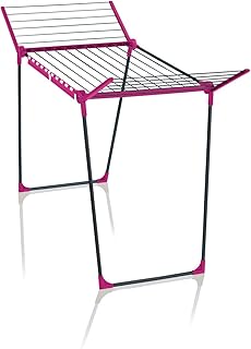 Leifheit Standtrockner Pegasus 180 Solid Pink Color Edition, 18m Trockenlänge für bis zu 2 Wäscheladungen, standfester Wäscheständer mit Flügeln für lange Kleidungsstücke für drinnen und draußen