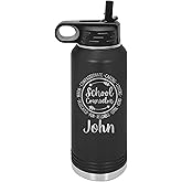 Custom School Guidance Counselor 32 oz Water Bottle for School Staff, Teacher Appreciation Week, Graduation Tumbler, Laser Engraved, Vacuum Insulated, Stainless Steel, with Lid and Straw