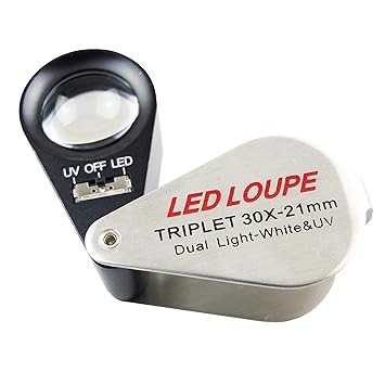 30x Juwelier-Lupe mit LED-und UV-Licht