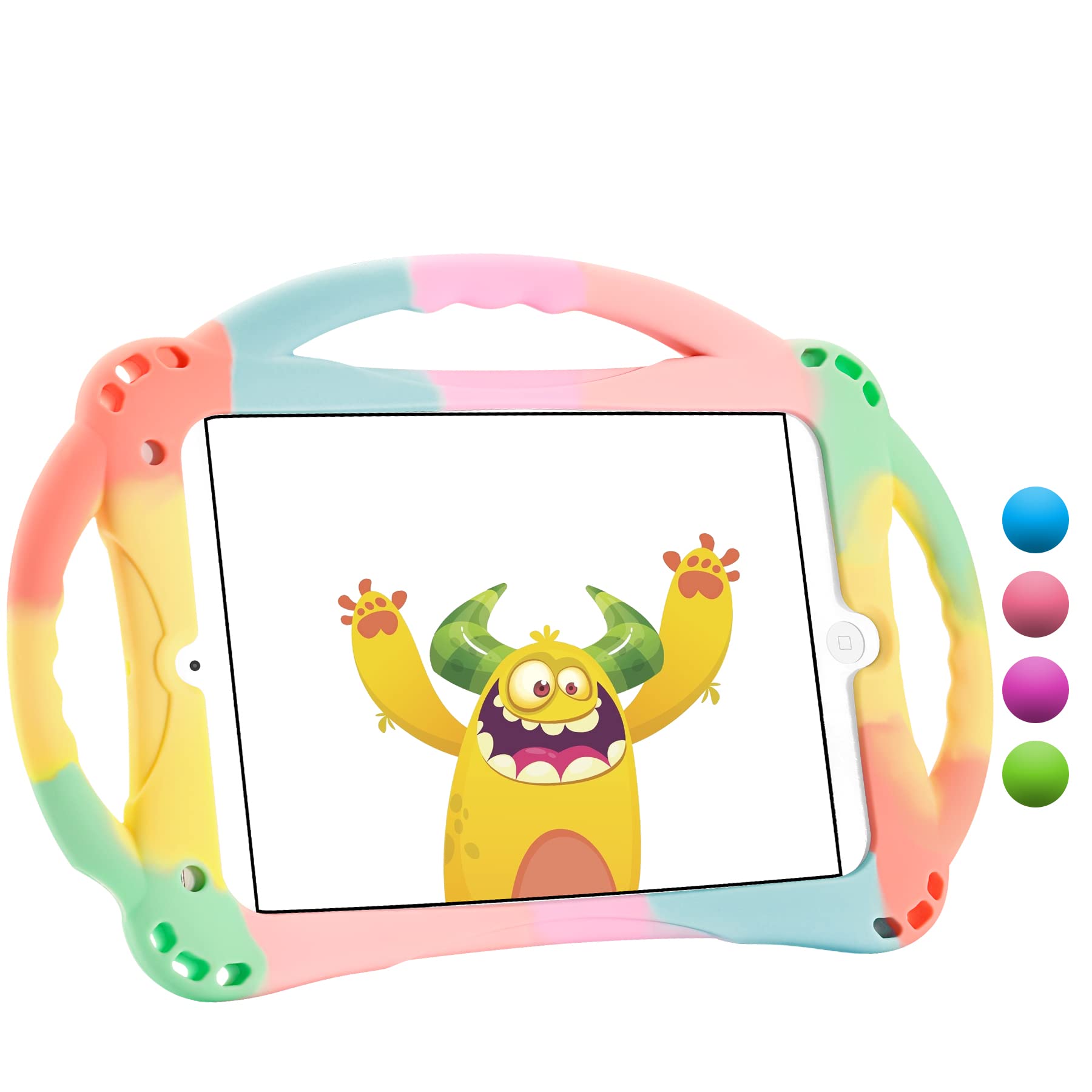 TOPESCT Kids Case for iPad Mini 5/4/3/2/1,Shockproof Handle Stand Silicone Cover for iPad Mini 5/4/3/2/1 (Rainbow)