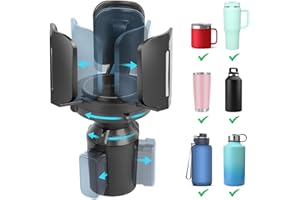 OCTOMO Cup Holder Expander for Car with Adjustable Holder & Base, Compatible with 10 to 64 oz Yeti Ramblers, Stanley, Hydro Flask, Nalgene, Hold 2.9" to 5.5" Large Bottles Mugs Food Drink, Car Cup Holder