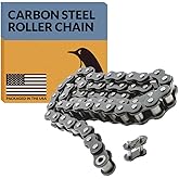 PGN #40 Roller Chain - 5 Feet + Free Connecting Link - Carbon Steel Chains for Bycicles, Mini Bikes, Motorcycles, Go-Karts, H
