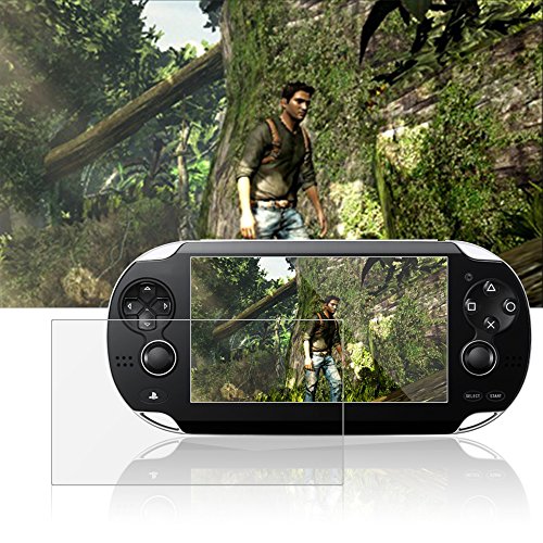 Screen Protectors Compatible Sony PlayStation Vita 1000 & Back Covers, AFUNTA 2 Pack (4 Pcs) Tempered Glass for Front Screen & HD Clear PET Film Compatible the Back PS Vita PSV PCH-1000 Film Accessory