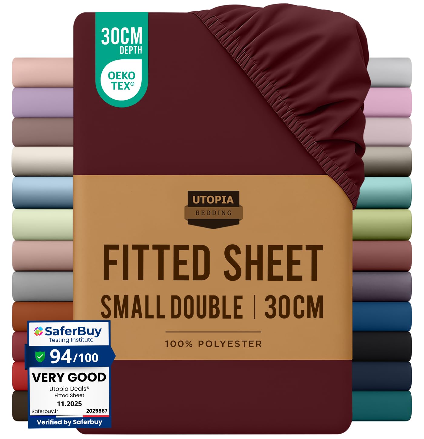 Utopia Bedding Fitted Sheet Small Double / 4ft, Burgundy - Deep Pocket 12 inch (30 cm) - Easy Care - Soft Brushed Microfibre Fabric - Shrinkage and Fade Resistant - Bottom Sheet