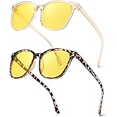 HASFOX Night Vision Driving Glasses for Men Women Anti Glare Polarized Night Time Glasses Yellow Lens UV Protection H1851