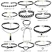 12Pcs Lace Choker Set Women Girl Classic Gothic Tattoo Necklaces Stretch Velvet Lace Choker by ZYooh