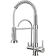 HUAHUALALA Kitchen Sink Faucet with Sprayer 2 Handle 3 in 1 Water Filter Purifier Spring Drinking Water Faucets, Brass Drinking Water Faucet Reverse Osmosis Faucet,Brushed Nickel (Brushed Nickel)