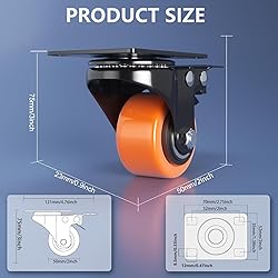 2 Inch Caster Wheels, Casters Set of 4 Heavy Duty