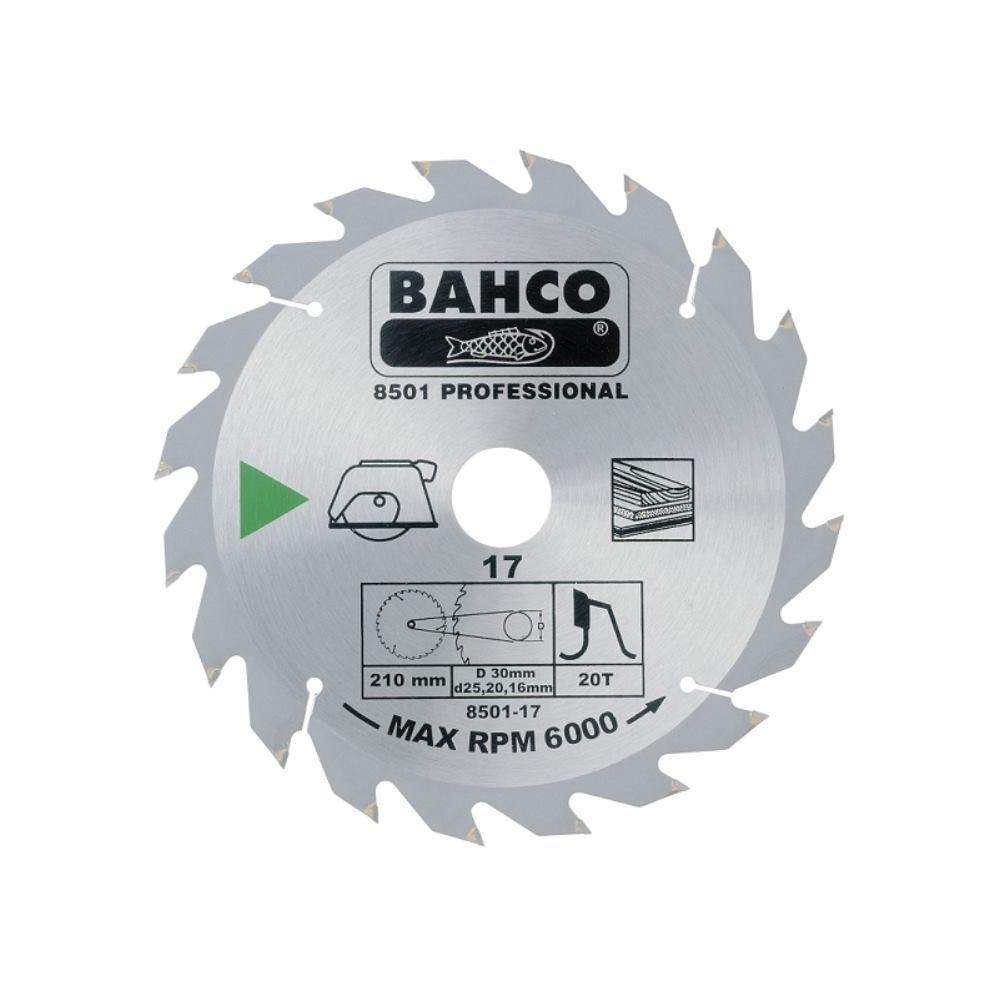 Bahco 8501-16 Circular Saw Blade with 20 Teeth for Wood, 0 V, Silver, 200 mm