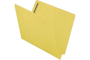 ECOM FOLDERS 14 pt Color Folders, Full Cut 2-Ply End Tab, Letter Size, 2 Fasteners in Pos #1 & #3, Yellow (Box of 50)