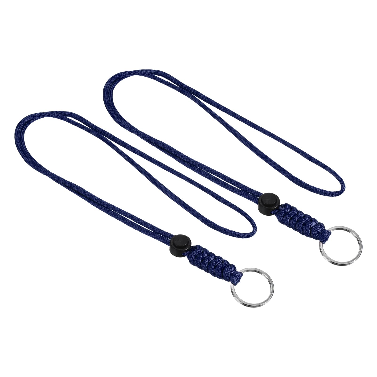 PATIKIL Paracord Lanyard with Keyring 18 Inch, 2 Pack Necklace Keychain Cord Metal Hook Strap for Keys Whistle ID Card Badge Holder, Blue