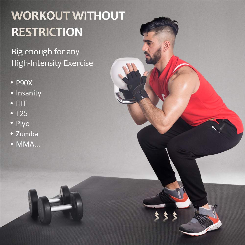 GXMMAT Extra Large Exercise Mat 16'x6'/12'x6'/10'x6'/8'x6'(7mm), Extra Wide Workout Mats for Home Gym Flooring, Non-Slip Thick Durable Cardio Mat for MMA,Plyo,Jump Rope,Weights,Fitness,Shoe-Friendly
