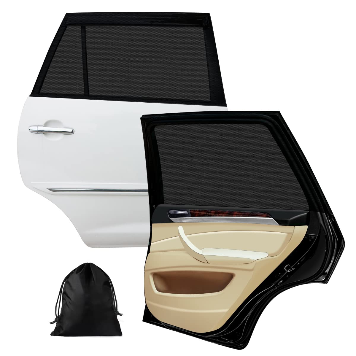 BEGKYA Car Window Shades for Baby UV Protection, 2Pcs Universal Sun Shades for Kids Back Window, Rear Window Suitable for Most Cars, Elastic Material