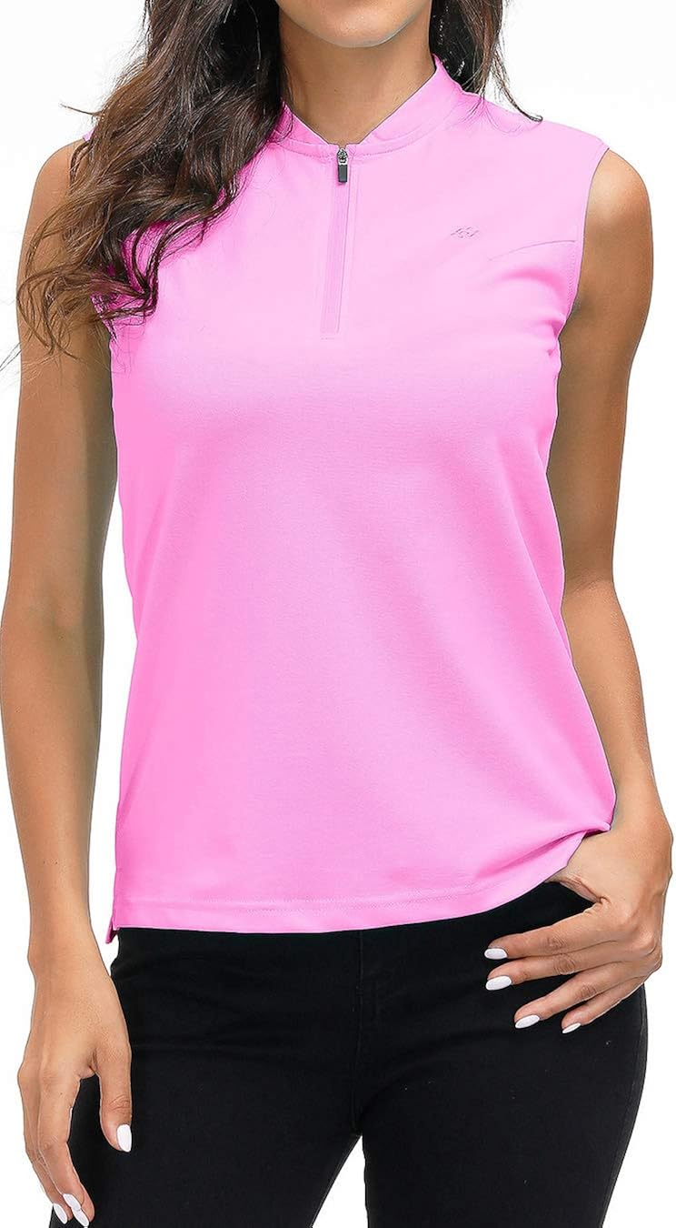 AIRIKE Golf Polo Shirts for Women Slim Fit Woman Sleeveless Sports Shirts Quick Dry Athletic Tank Tops for Tennis Work: Clothing