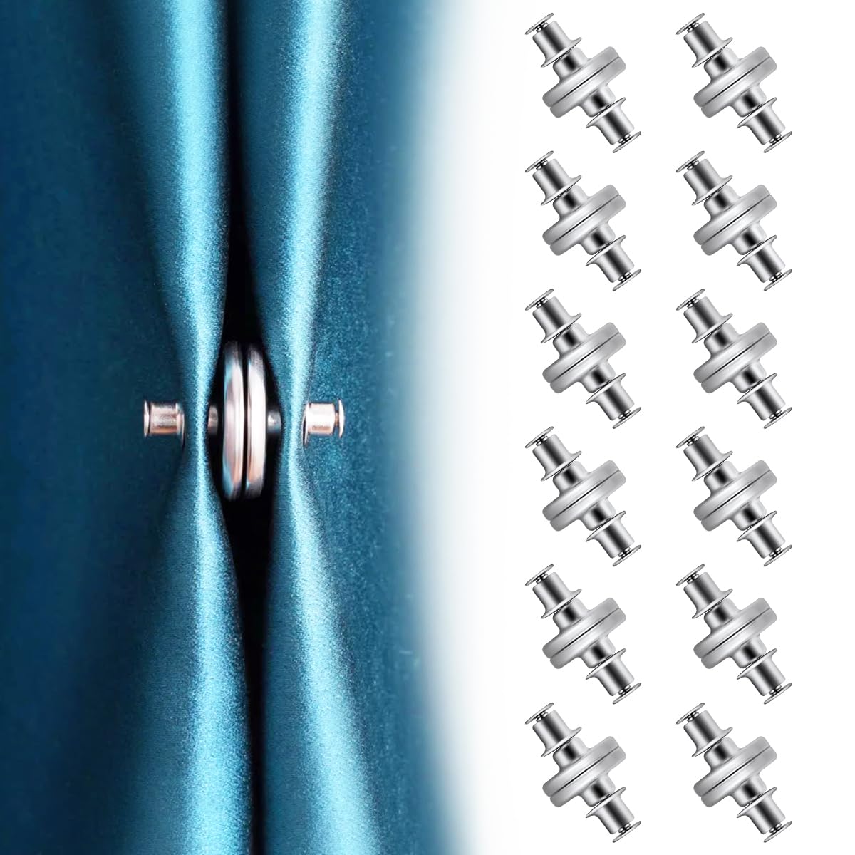 AULEEP 12 Magnetic Curtain Clips, Round Curtain Magnetic Holdback Buttons for Bedroom, Office - Prevent Light Leakage