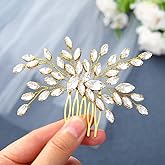 Foyte Crystal Wedding Hair Comb Gold Rhinestone Headpieces Leaf Bride Hair Pieces Bridesmaid Side Hair Combs for Women and Brides (gold)
