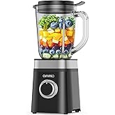 OMMO Blender, Professional Smoothie Blender with 4 Stainless Steel Blades, 50oz Glass Blenders for Kitchen with 2 Speed&Pulse, Dishwasher Safe for Ice Crush, Smoothies, Nuts, Frozen Drinks and Fruits