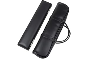 Pu Leather Flute for Case Double Handle Carrying Handbag 16 Holes Black Zipper