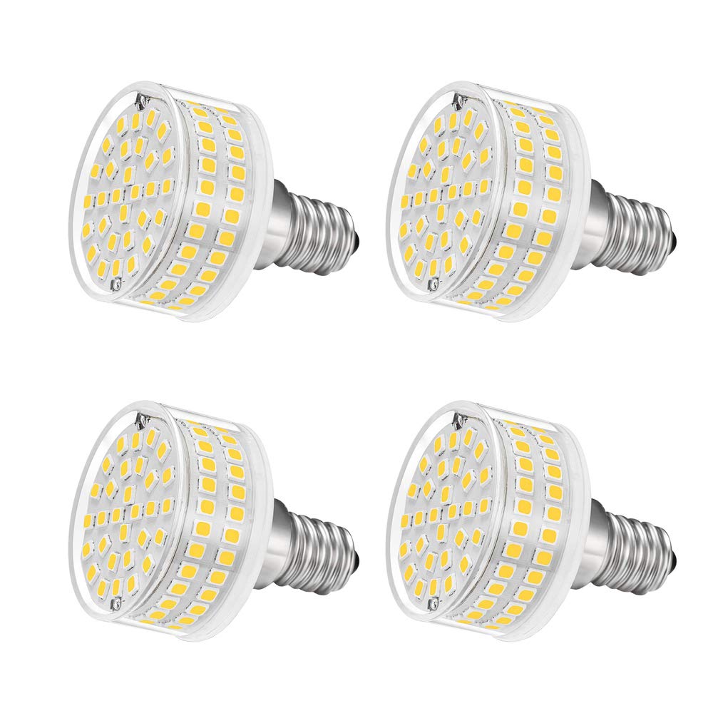 HUAMu E14 Base 88 SMD 2835 LED Light Bulb,9W, 6000K (Daylight White) 600-700LM, Equivalent to 80W Halogen Lamp Replacement, AC 200V-240V, 360 Omni-Direction Beam Angle, Non-dimmable, Pack of 4