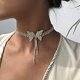 Aomcisi Sexy Shining Crystal Full Rhinestone Choker Crystal Butterfly Choker for Lady Party Jewelry