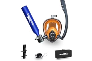UNAROWHALS Mini Scuba Tank, 5-10 Minutes Usage Time Scuba Tank Kit, DOT/CE-EN250 Certification Dive Tank, 0.5L(3.5Cu Ft) Capacity Portable Scuba Tank, 3000 Psi Max Pressure, Aluminum Diving Tanks