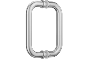 Ranbo Brushed Nickel 6" （CTC） Tubular Back-to-Back Shower Door Handle，3/4" Diameter Pull Handles with Metal Washers, for 1/4"- 1/2" Thick Glass and 1-3/8" - 2-1/6" Thick Wooden or Metal Doors